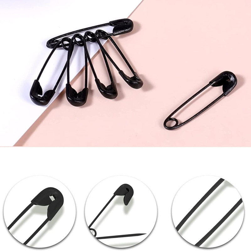 Mix Steel Metal Safety Pin (22 mm, Black) - Pack of 1000