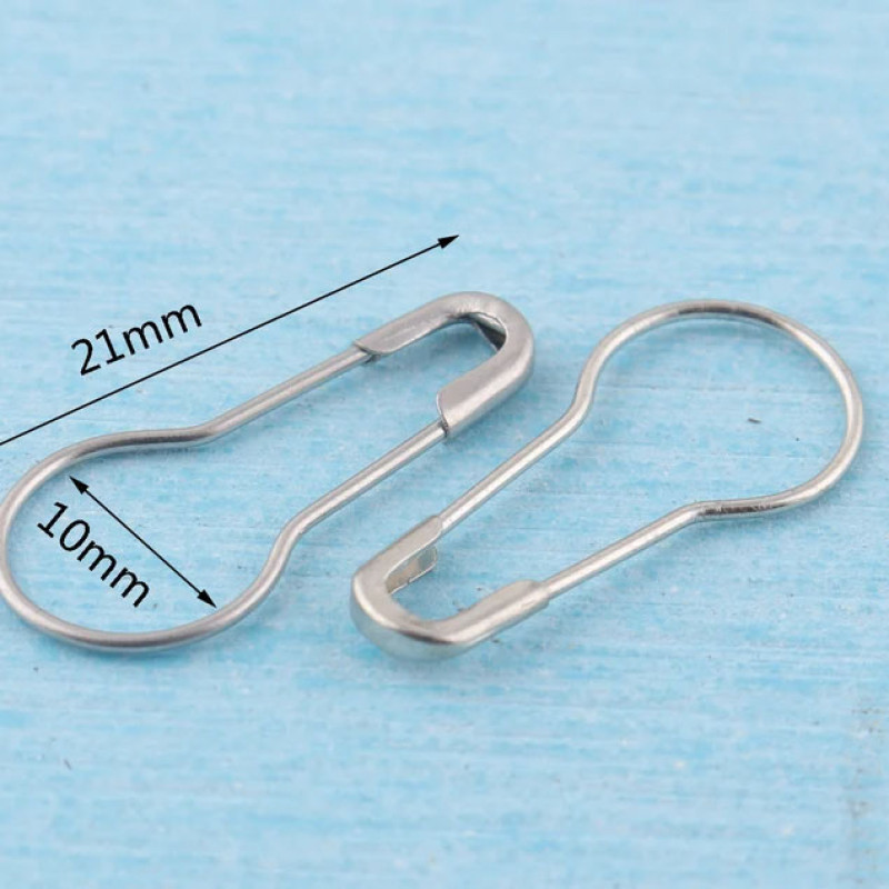 Mix Steel Metal Safety Pins Pear Shaped, Matka Pins (22 mm, Silver, Pack of 1000)