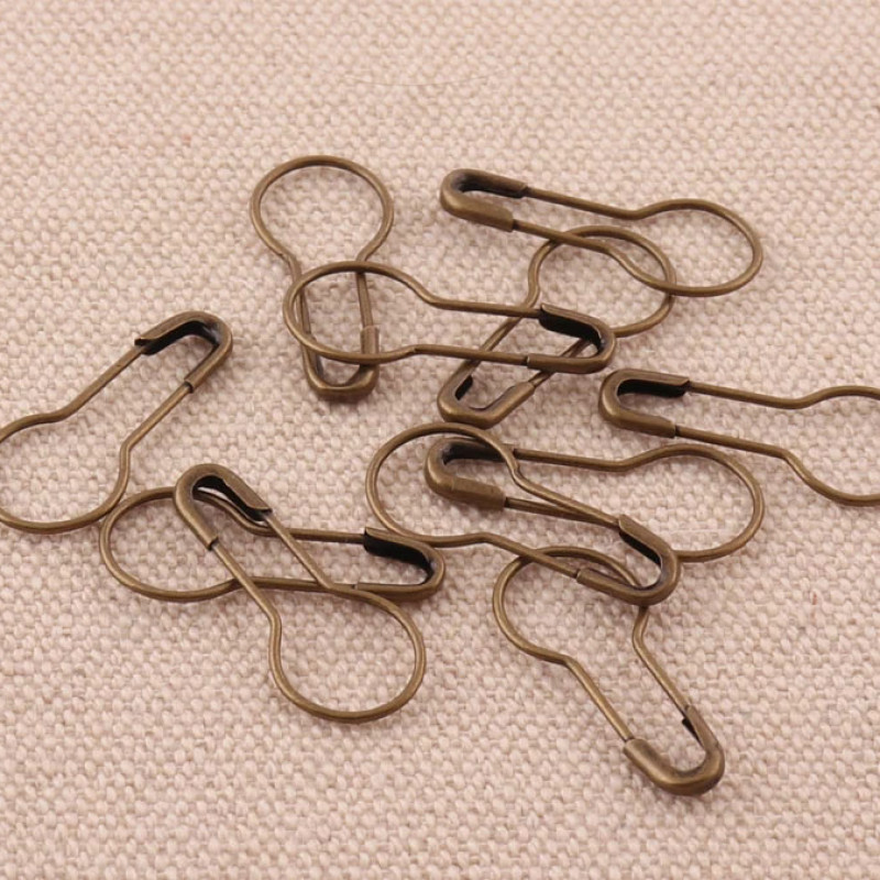 Mix Steel Metal Safety Pins Pear Shaped, Matka Pins (22 mm, Bronze, Pack of 1000)