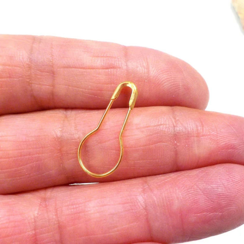 Mix Steel Metal Safety Pins Pear Shaped, Matka Pins (22 mm, Golden, Pack of 1000)
