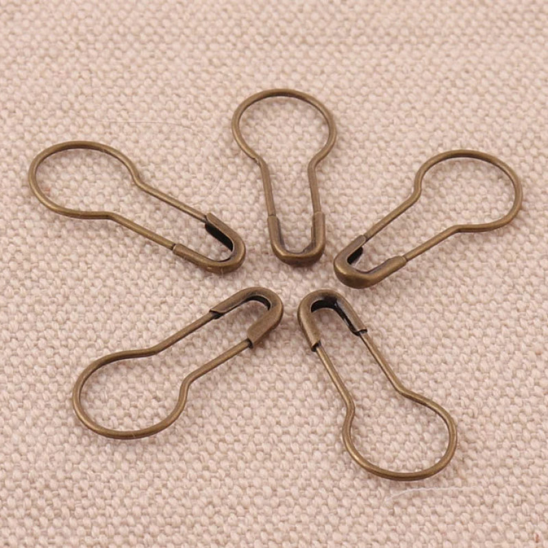 Mix Steel Metal Safety Pins Pear Shaped, Matka Pins (22 mm, Bronze, Pack of 1000)