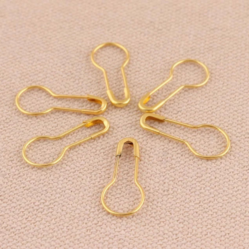 Mix Steel Metal Safety Pins Pear Shaped, Matka Pins (22 mm, Golden, Pack of 1000)
