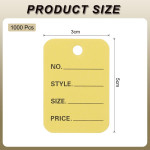 1 Part Printed Garment Price Paper Tag 1000pcs Paper Label  (Yellow)