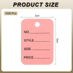 1 Part Printed Garment Price Paper Tag 1000pcs Paper Label (Pink)