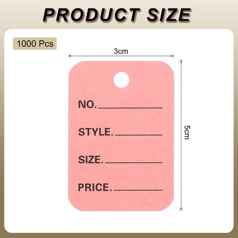 1 Part Printed Garment Price Paper Tag 1000pcs Paper Label (Pink)
