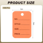 1 Part Printed Garment Price Paper Tag 1000pcs Paper Label (Orange)