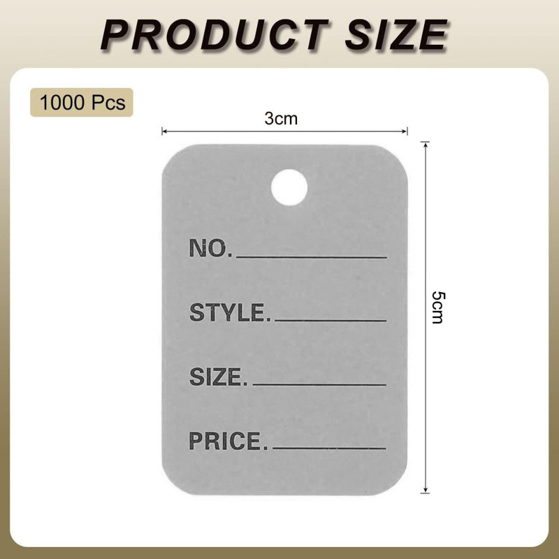 1 Part Printed Garment Price Paper Tag 1000pcs Paper Label (Grey)