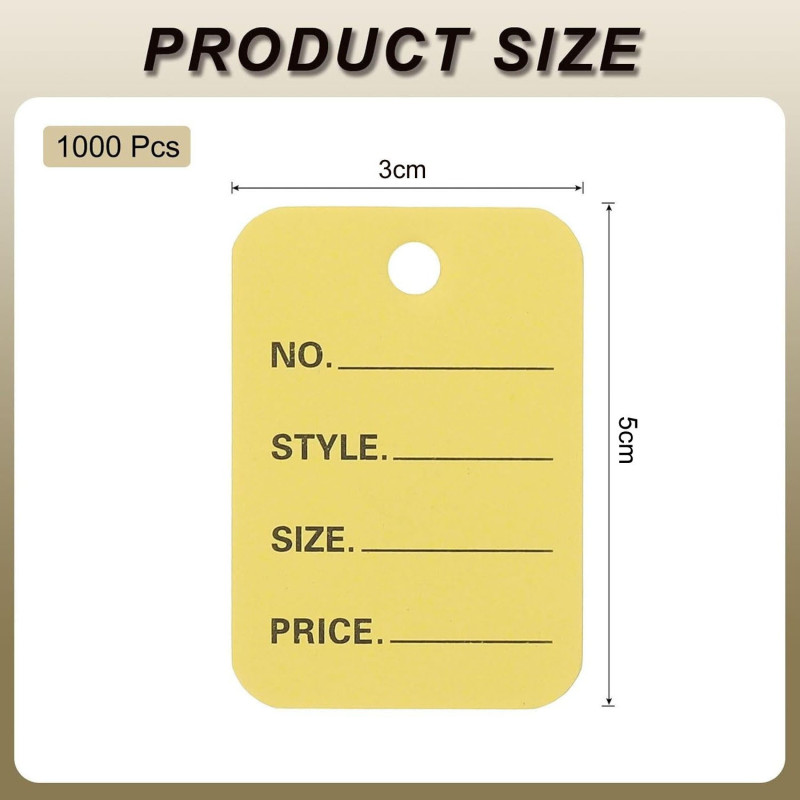 1 Part Printed Garment Price Paper Tag 1000pcs Paper Label  (Yellow)